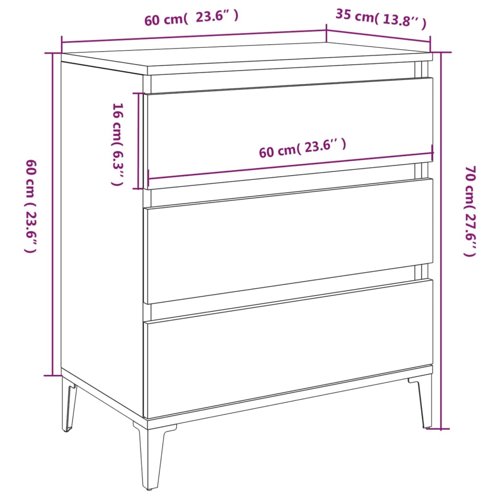 Buffet Blanc brillant 60x35x70 cm Bois d'ingénierie Buffets & bahuts vidaXL   
