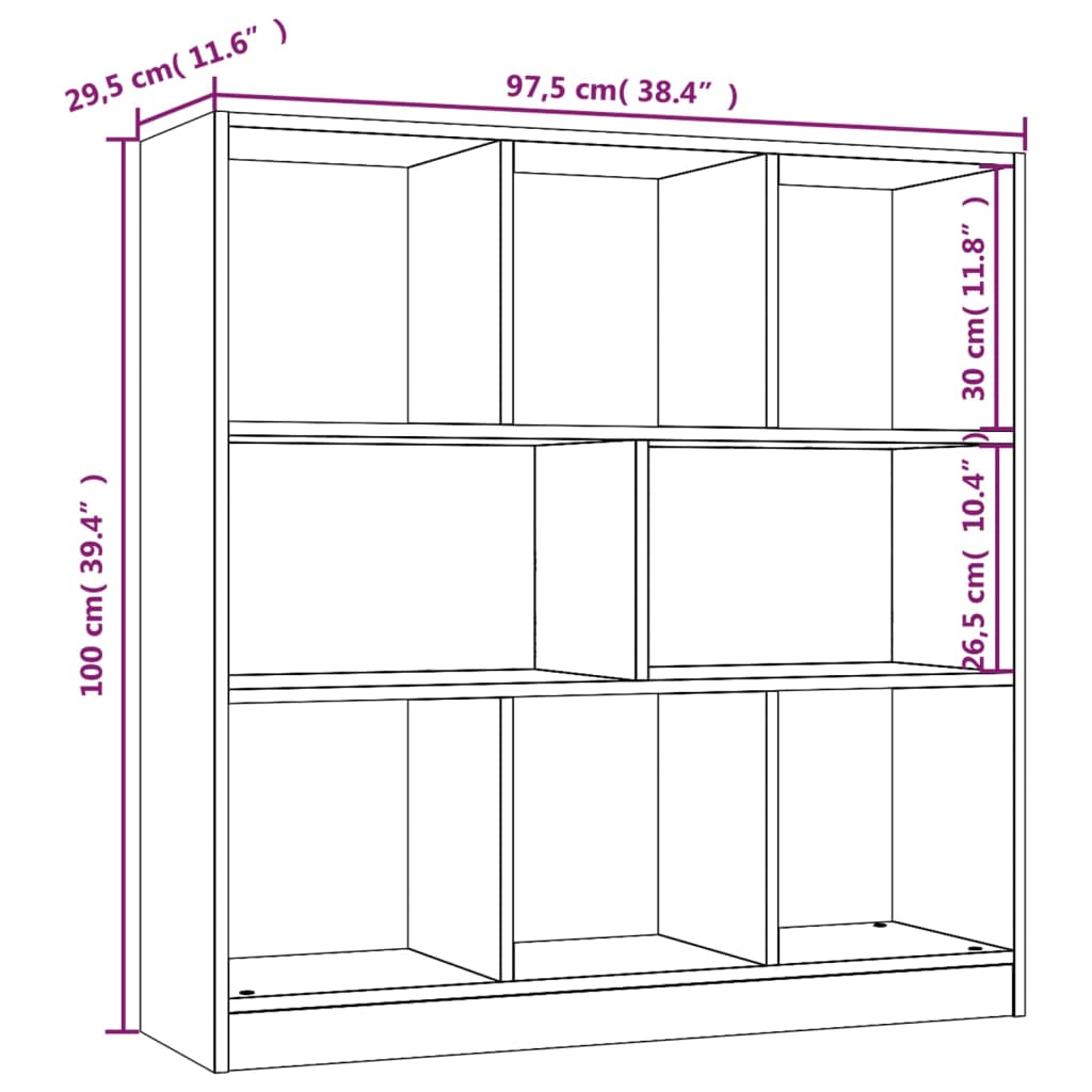 Bibliothèque Sonoma gris 97,5x29,5x100 cm Bois d'ingénierie Bibliothèques vidaXL   