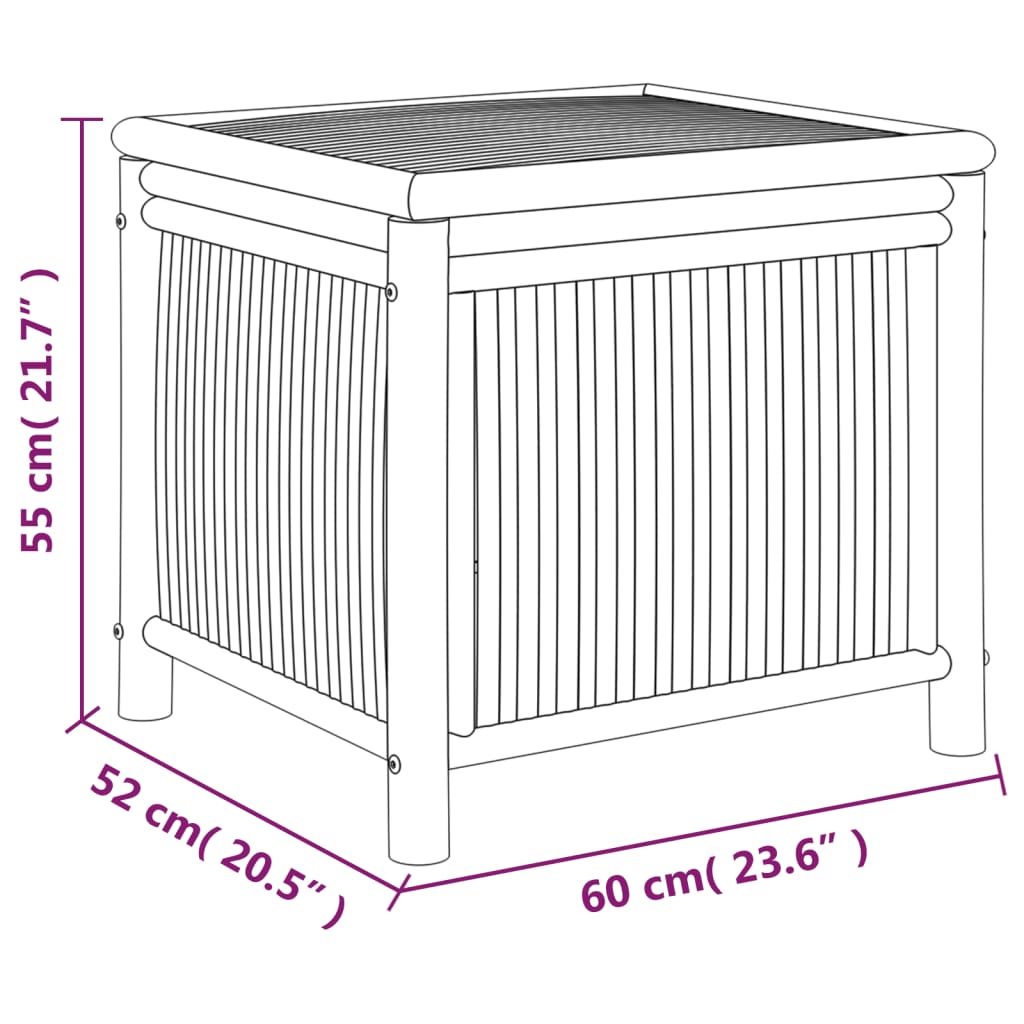 Boîte de rangement de jardin 60x52x55 cm Bambou Coffres de jardin vidaXL   