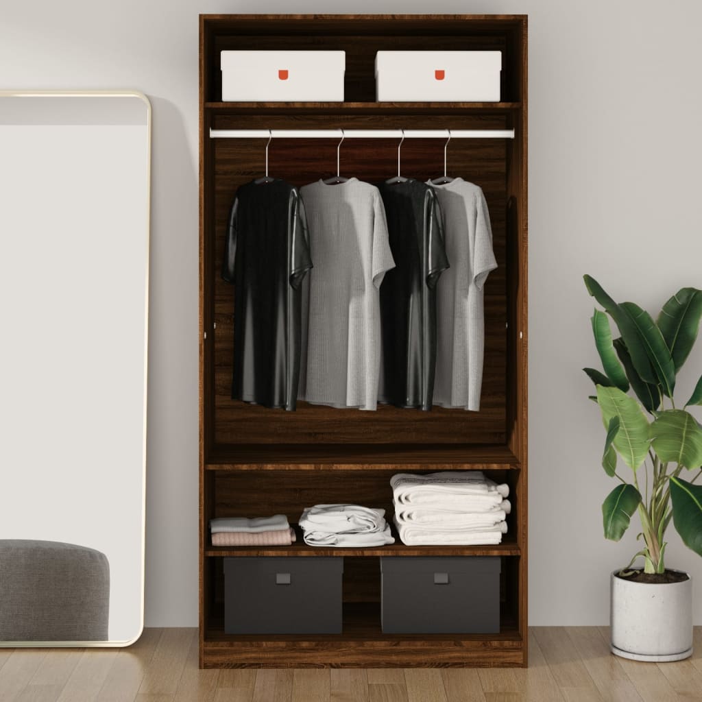 Garde-robe chêne marron 100x50x200 cm bois d'ingénierie Armoires vidaXL   