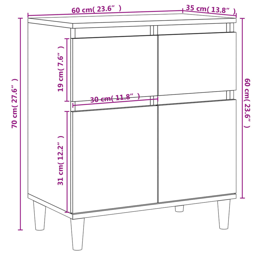 Buffet Chêne fumé 60x35x70 cm Bois d'ingénierie Buffets & bahuts vidaXL   