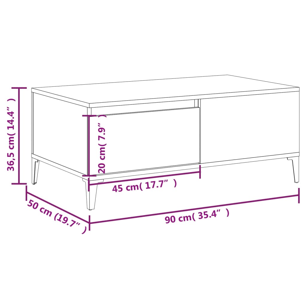 Table basse Chêne marron 90x50x36,5 cm Bois d'ingénierie Tables basses vidaXL   