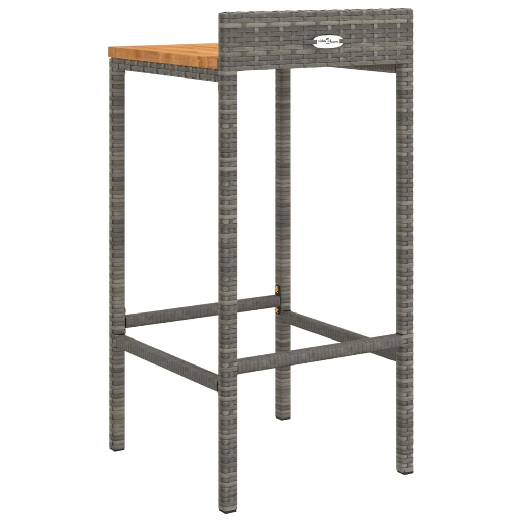 Tabourets de bar 2 pcs gris résine tressée et bois d'acacia Tabourets de bar vidaXL   