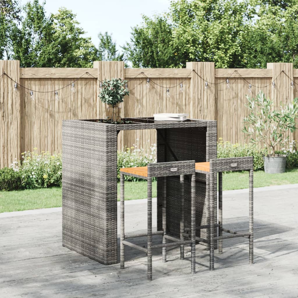 Tabourets de bar 2 pcs gris résine tressée et bois d'acacia Tabourets de bar vidaXL   