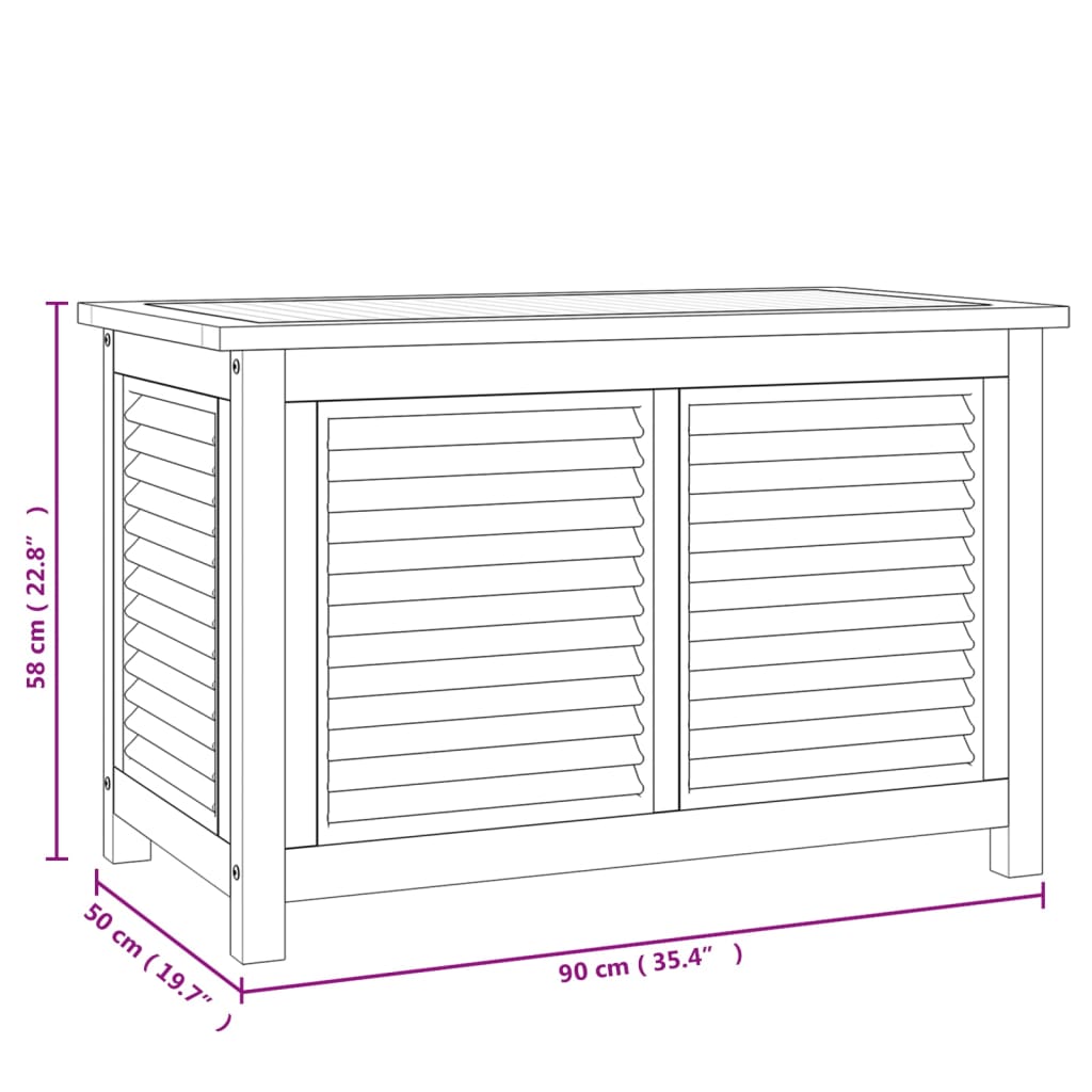 Boîte de rangement de jardin et sac 90x50x58cm bois massif teck Coffres de jardin vidaXL   