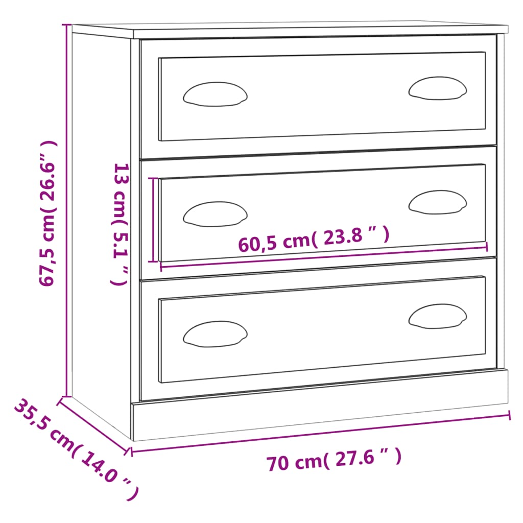 Buffet gris béton 70x35,5x67,5 cm bois d'ingénierie Buffets & bahuts vidaXL   