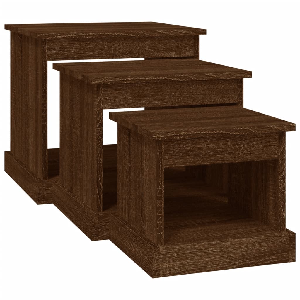 Tables basses 3 pcs chêne marron bois d'ingénierie Tables basses vidaXL   