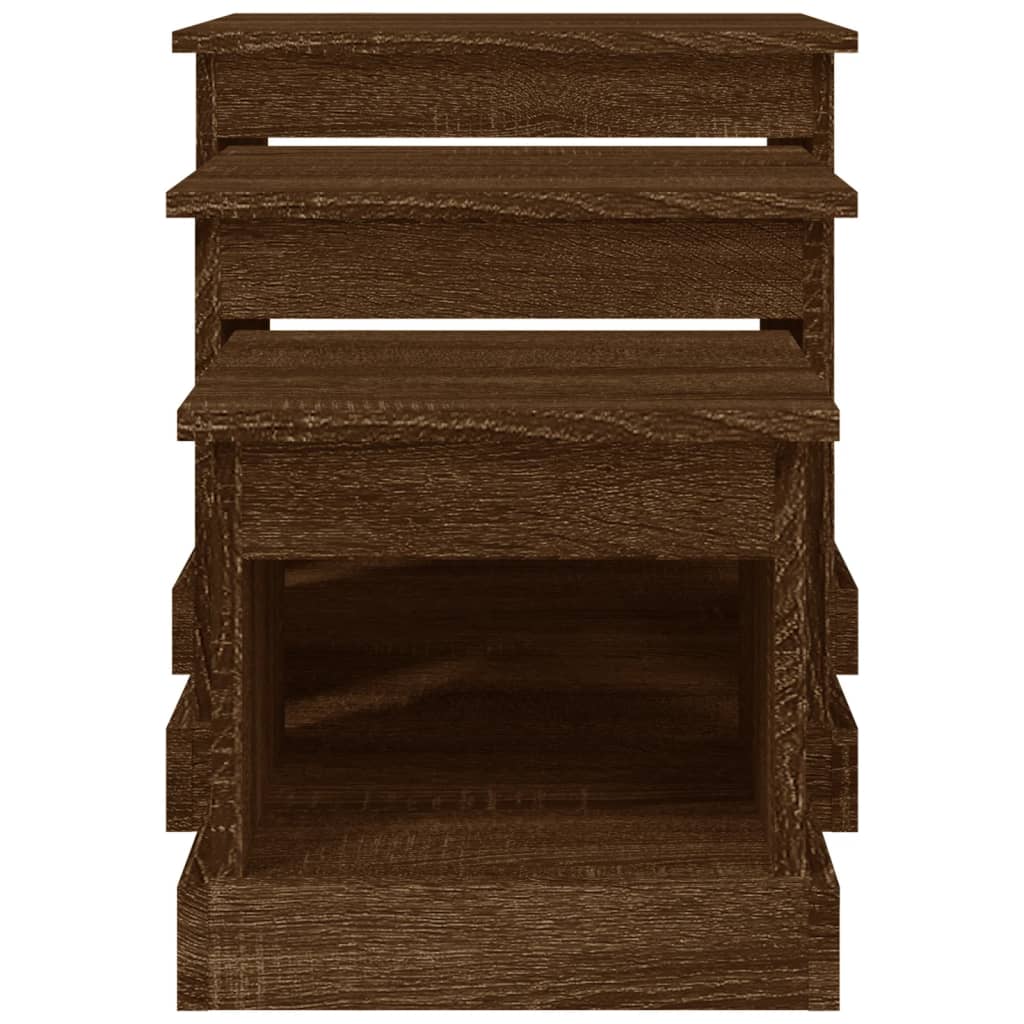 Tables basses 3 pcs chêne marron bois d'ingénierie Tables basses vidaXL   