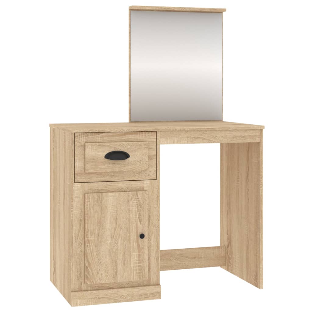 Coiffeuse avec miroir chêne sonoma 90x50x132,5 cm Coiffeuses vidaXL   