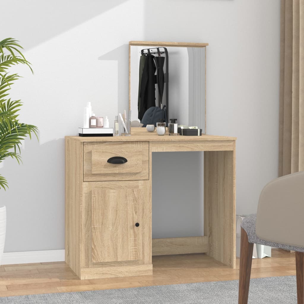 Coiffeuse avec miroir chêne sonoma 90x50x132,5 cm Coiffeuses vidaXL   