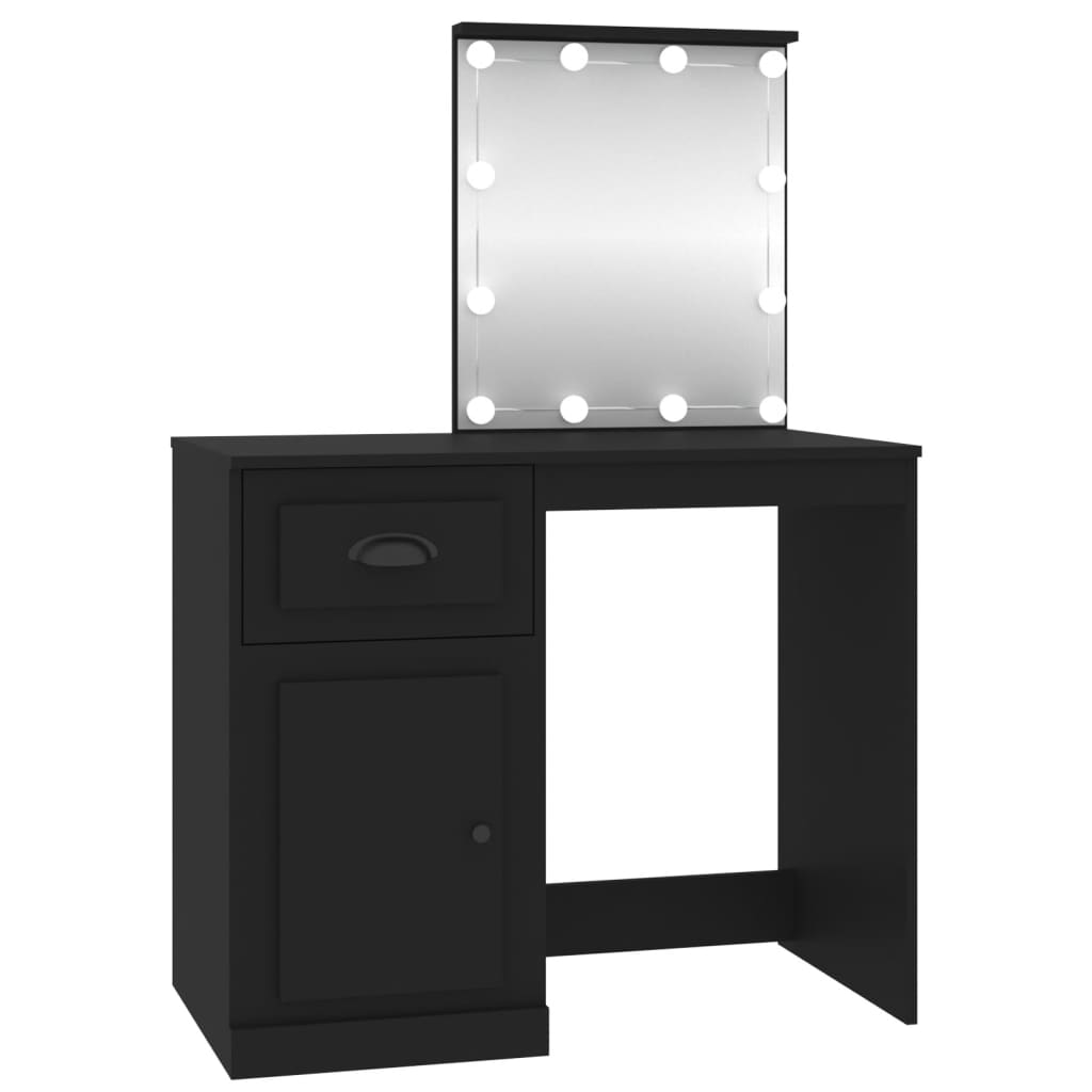 Coiffeuse avec LED noir 90x50x132,5 cm bois d'ingénierie Coiffeuses vidaXL   