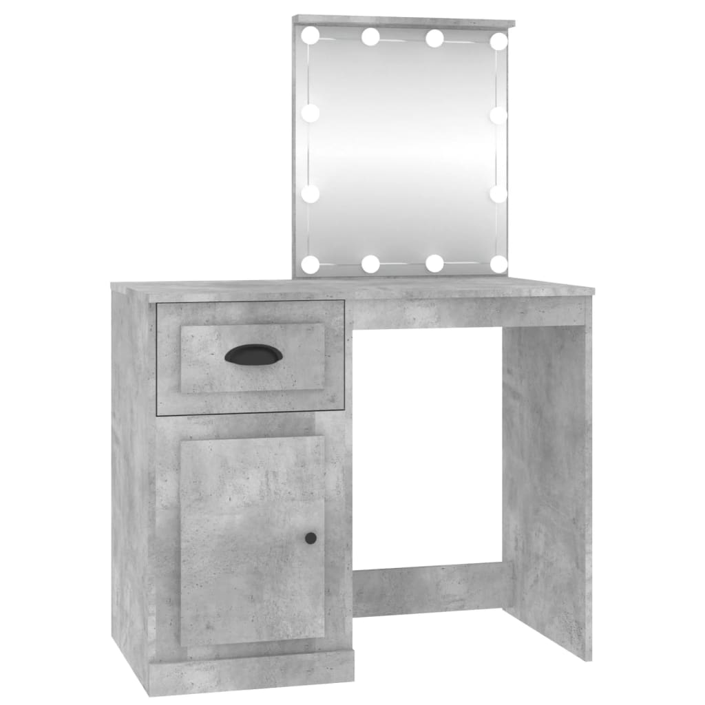 Coiffeuse avec LED gris béton 90x50x132,5 cm bois d'ingénierie Coiffeuses vidaXL   