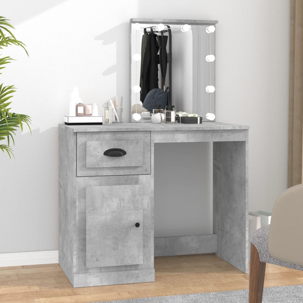 Coiffeuse avec LED gris béton 90x50x132,5 cm bois d'ingénierie Coiffeuses vidaXL   