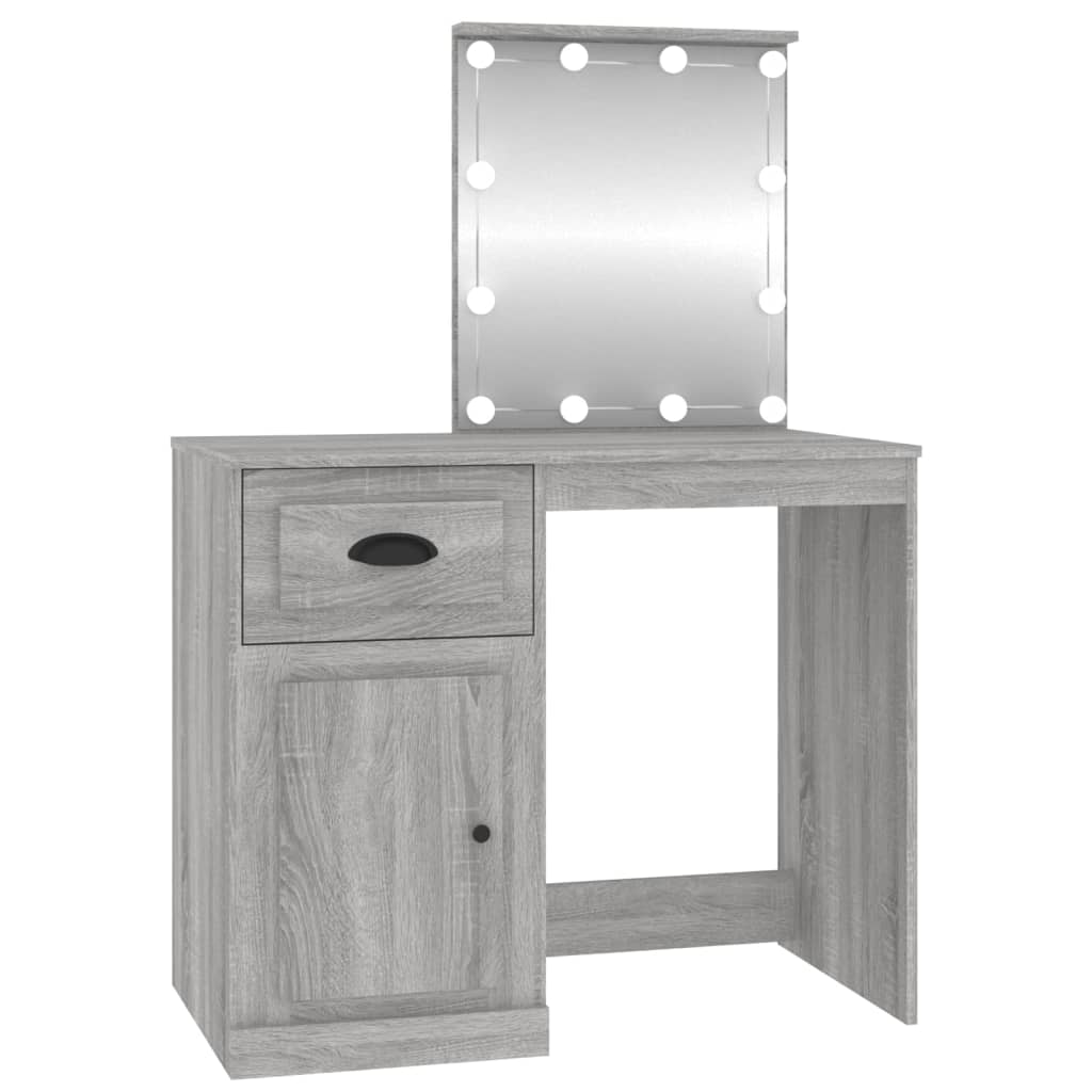 Coiffeuse avec LED sonoma gris 90x50x132,5 cm bois d'ingénierie Coiffeuses vidaXL   