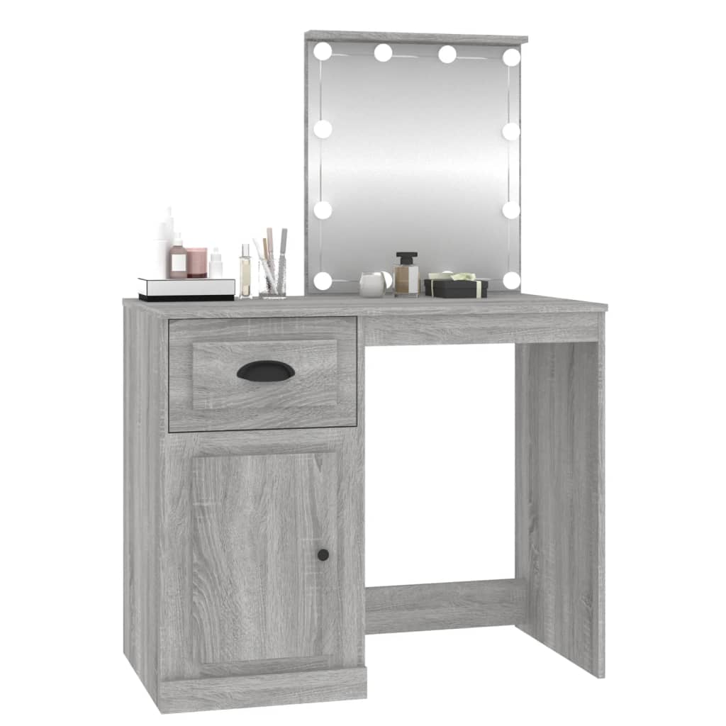 Coiffeuse avec LED sonoma gris 90x50x132,5 cm bois d'ingénierie Coiffeuses vidaXL   