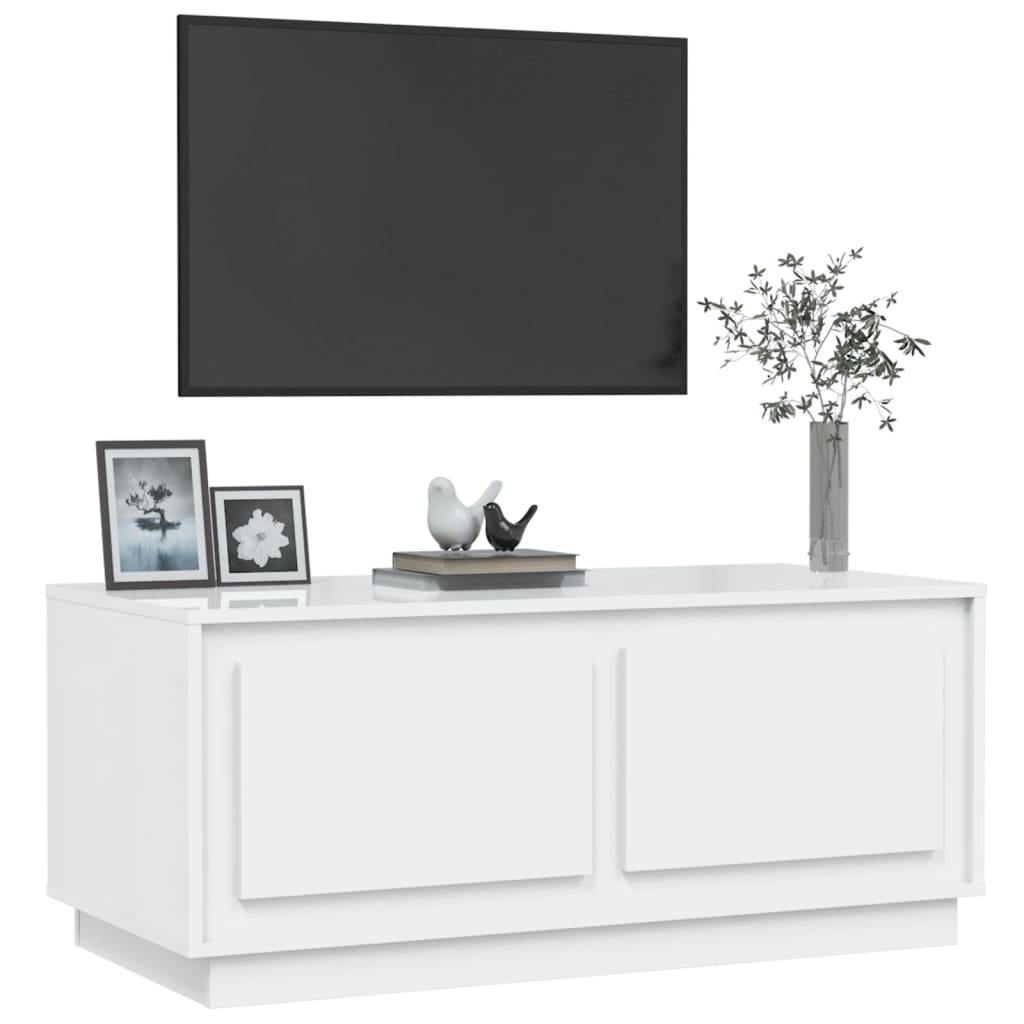 Table basse Blanc brillant 102x50x44 cm bois d'ingénierie Tables basses vidaXL   