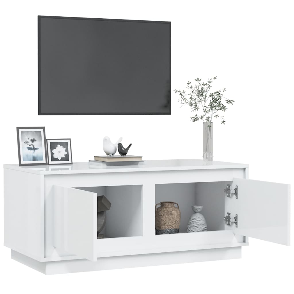 Table basse Blanc brillant 102x50x44 cm bois d'ingénierie Tables basses vidaXL   