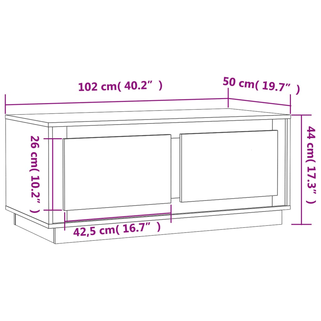 Table basse Blanc brillant 102x50x44 cm bois d'ingénierie Tables basses vidaXL   