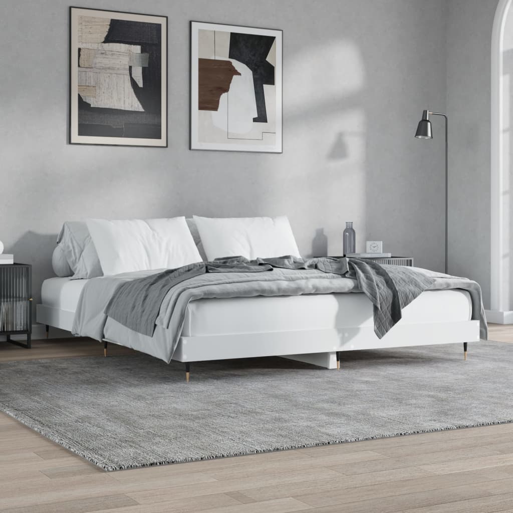 Cadre de lit blanc 200x200 cm bois d'ingénierie Lits & cadres de lit vidaXL   