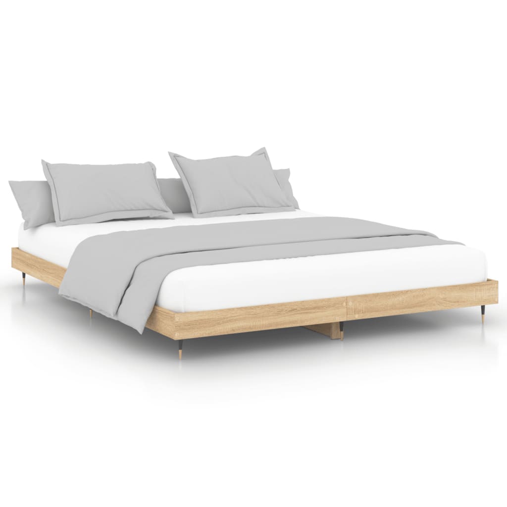 Cadre de lit chêne sonoma 200x200 cm bois d'ingénierie Lits & cadres de lit vidaXL   