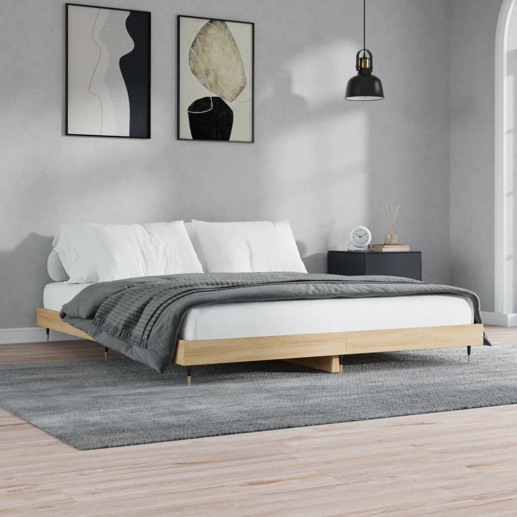Cadre de lit chêne sonoma 200x200 cm bois d'ingénierie Lits & cadres de lit vidaXL   