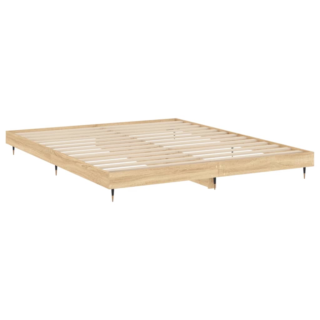 Cadre de lit chêne sonoma 200x200 cm bois d'ingénierie Lits & cadres de lit vidaXL   