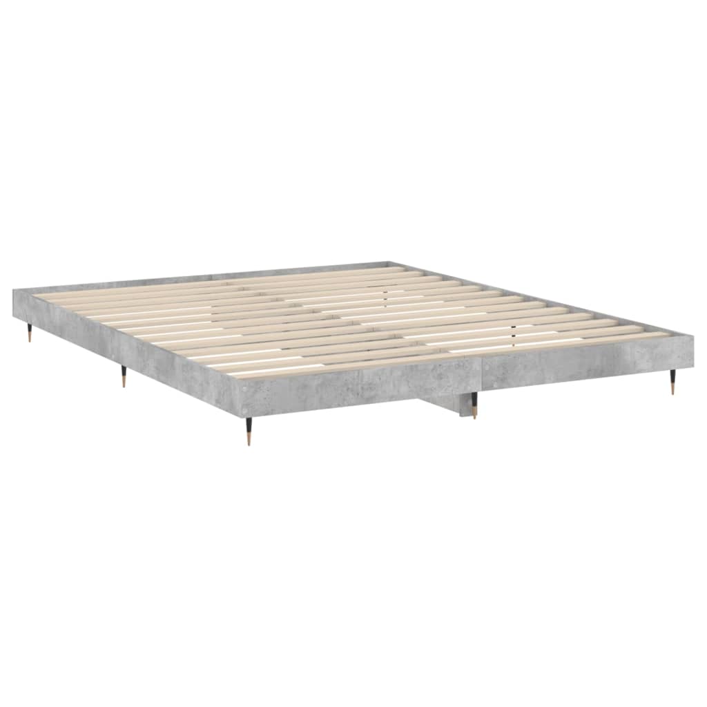 Cadre de lit gris béton 200x200 cm bois d'ingénierie Lits & cadres de lit vidaXL   