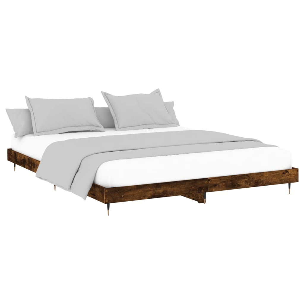 Cadre de lit chêne fumé 120x200 cm bois d'ingénierie Lits & cadres de lit vidaXL   