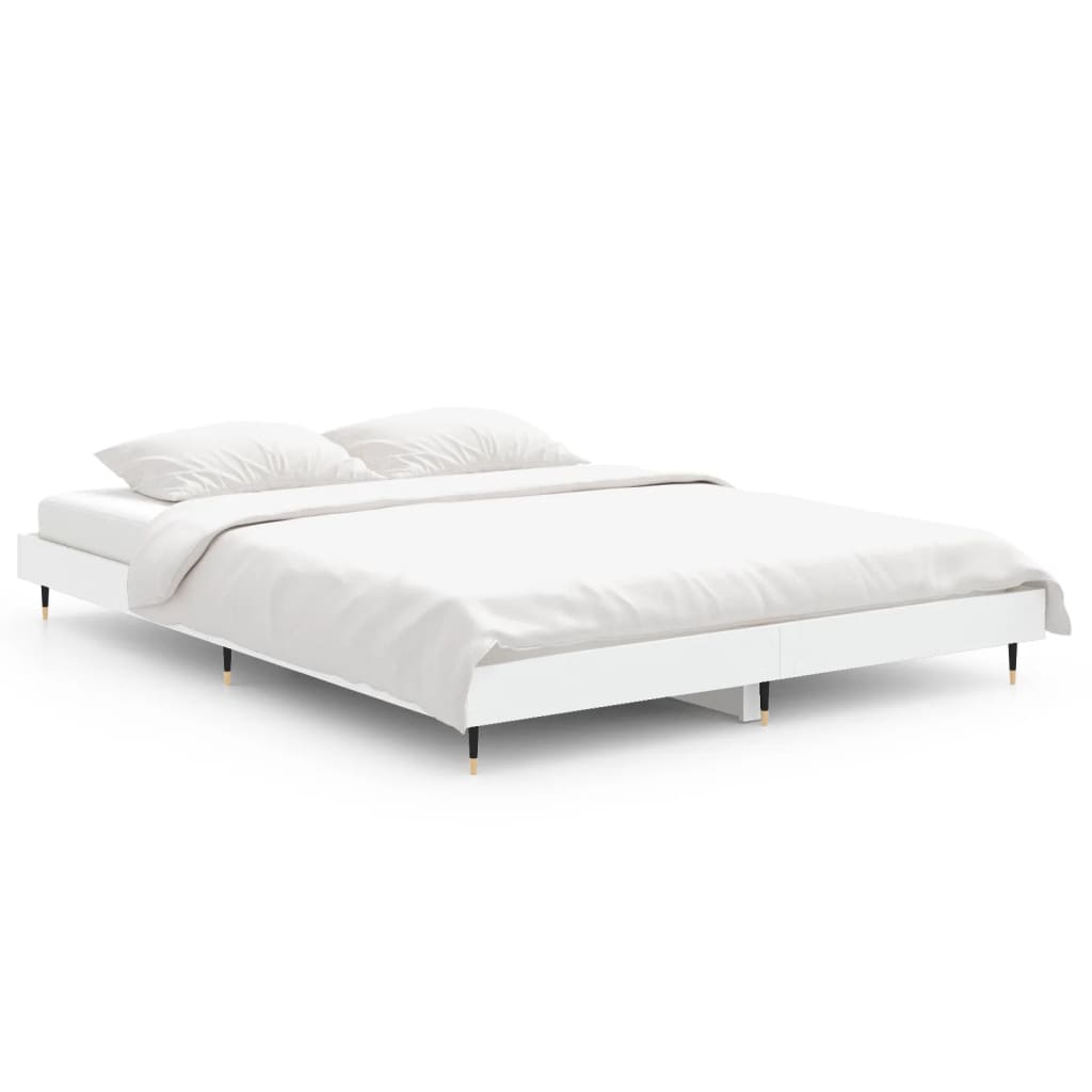 Cadre de lit Blanc 140x190 cm bois d'ingénierie Lits & cadres de lit vidaXL   