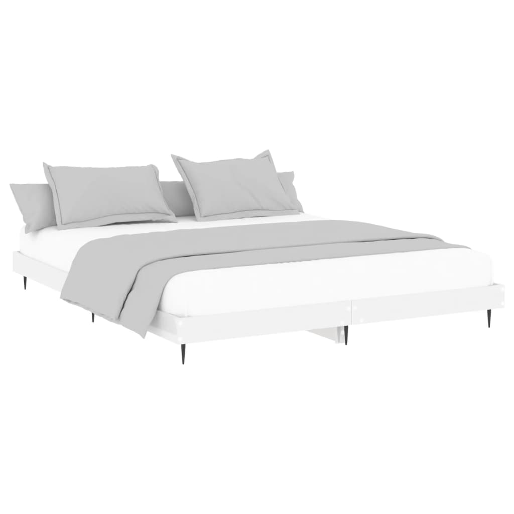 Cadre de lit blanc brillant 200x200 cm bois d'ingénierie Lits & cadres de lit vidaXL   