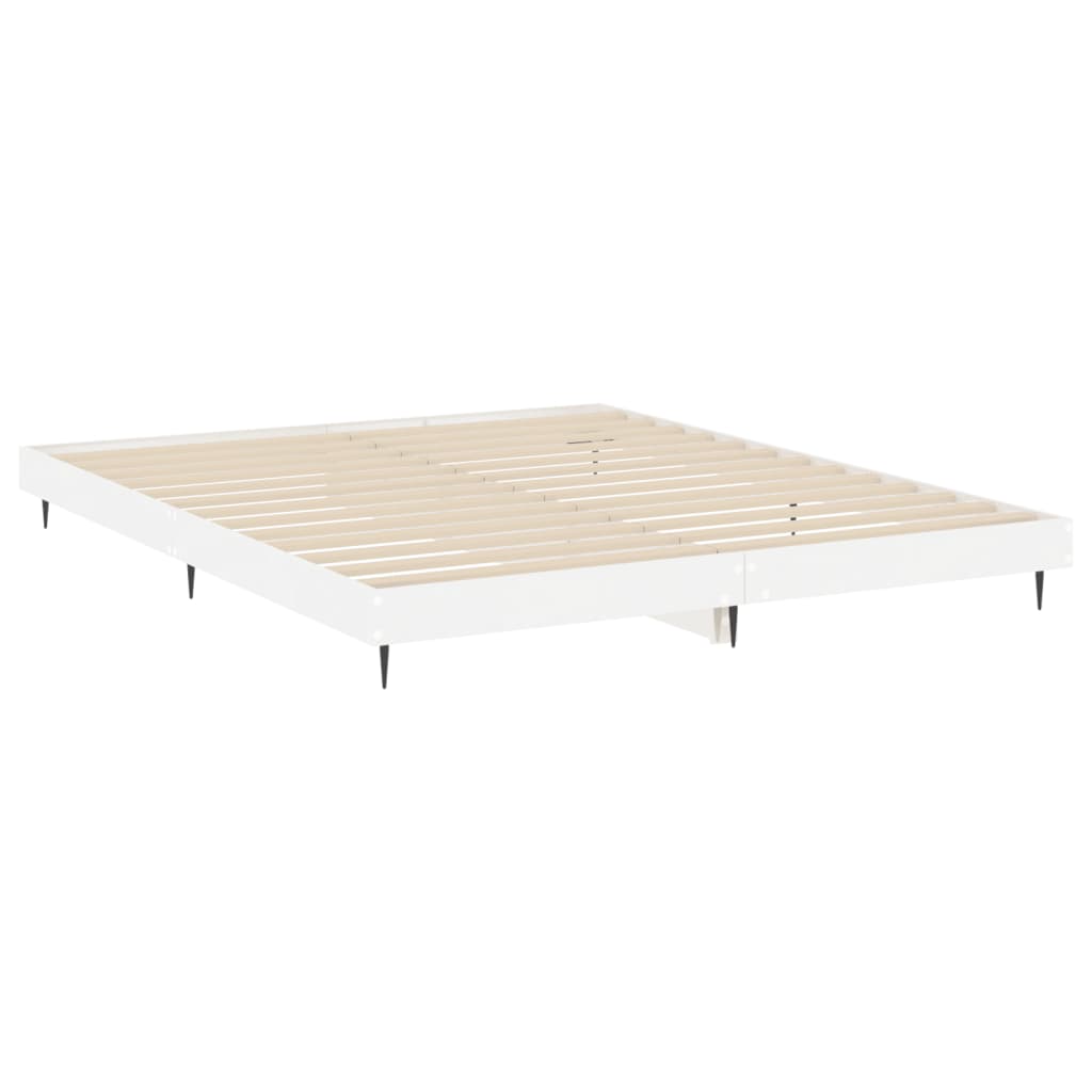 Cadre de lit blanc brillant 200x200 cm bois d'ingénierie Lits & cadres de lit vidaXL   