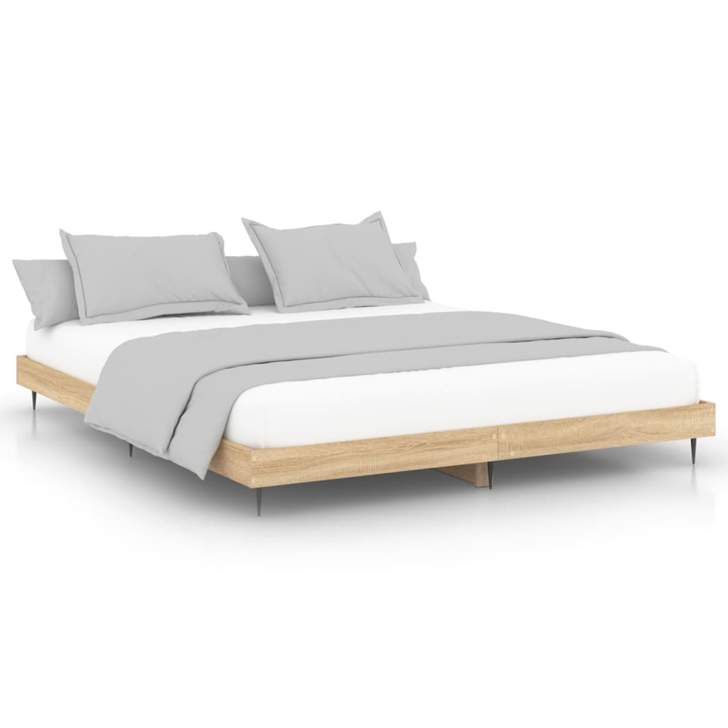 Cadre de lit chêne sonoma 200x200 cm bois d'ingénierie Lits & cadres de lit vidaXL   