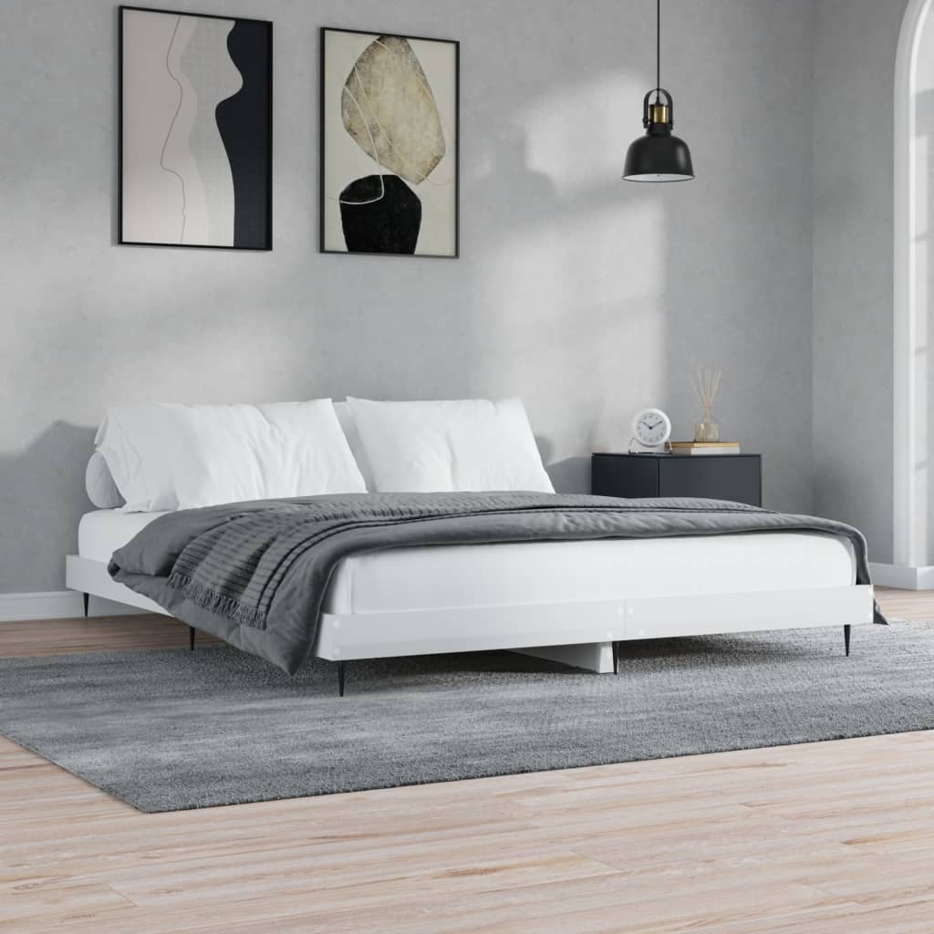 Cadre de lit blanc brillant 180x200 cm bois d'ingénierie Lits & cadres de lit vidaXL   
