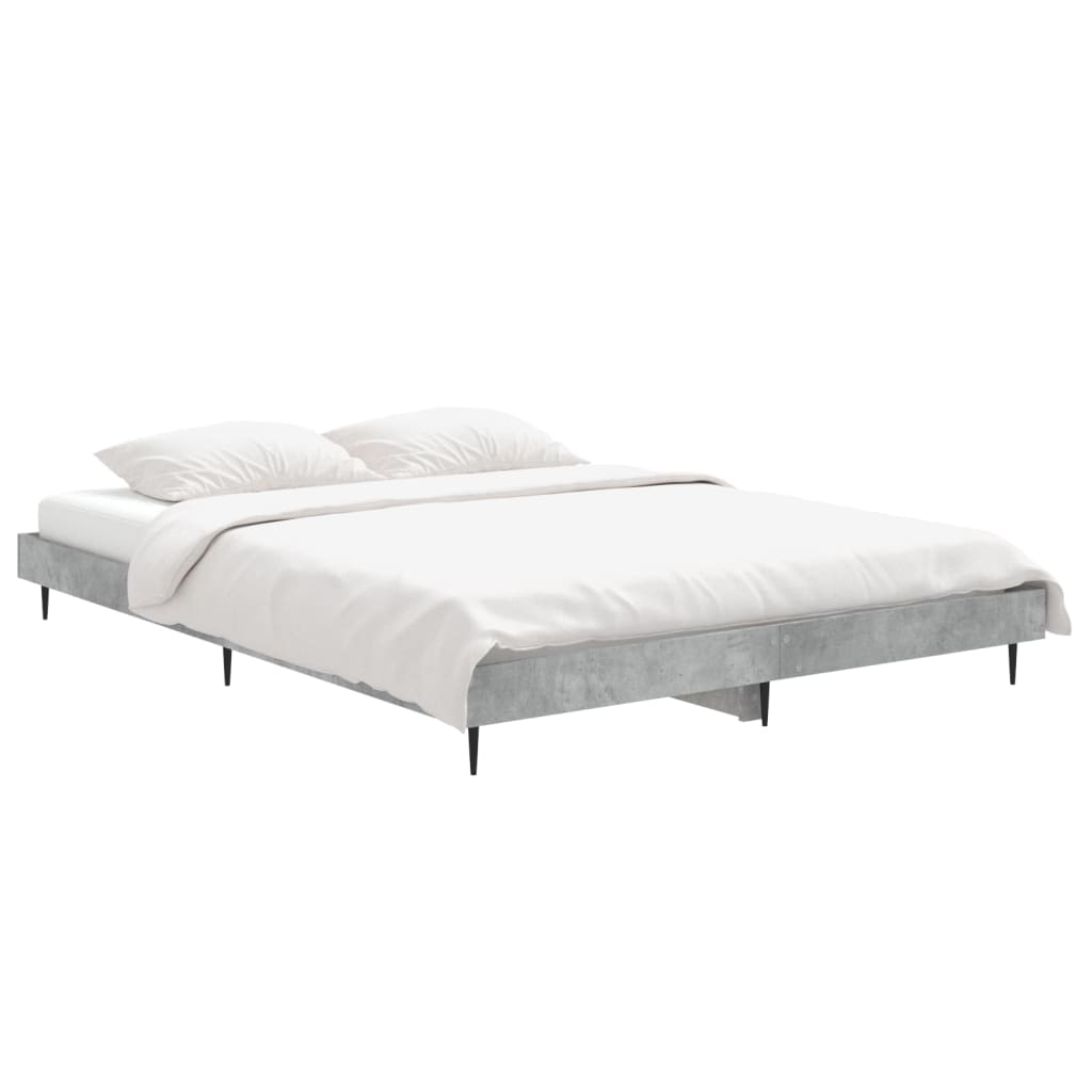 Cadre de lit gris béton 140x190 cm bois d'ingénierie Lits & cadres de lit vidaXL   
