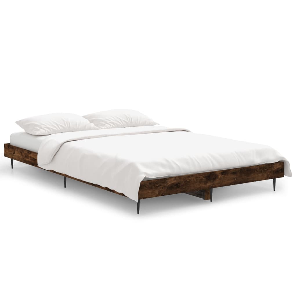 Cadre de lit chêne fumé 120x190 cm bois d'ingénierie Lits & cadres de lit vidaXL   