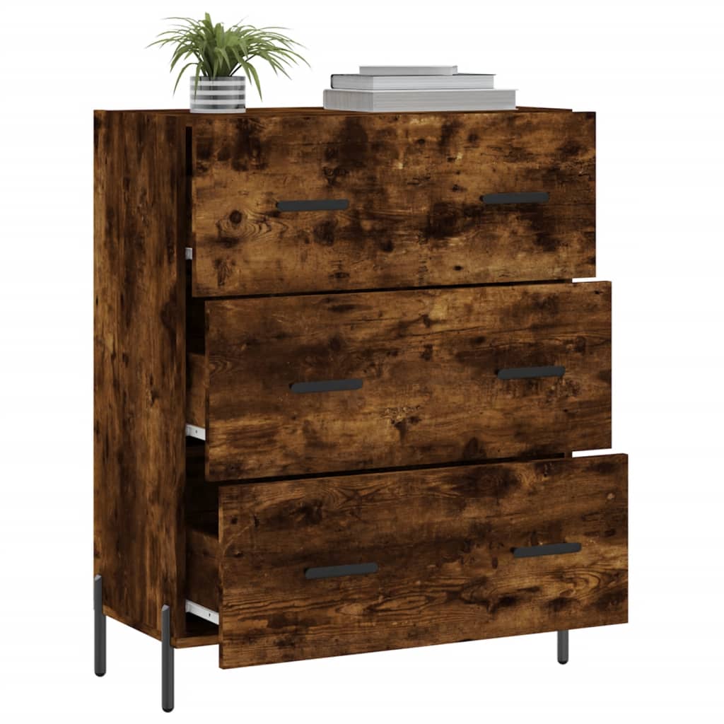 Buffet chêne fumé 69,5x34x90 cm bois d'ingénierie Buffets & bahuts vidaXL   