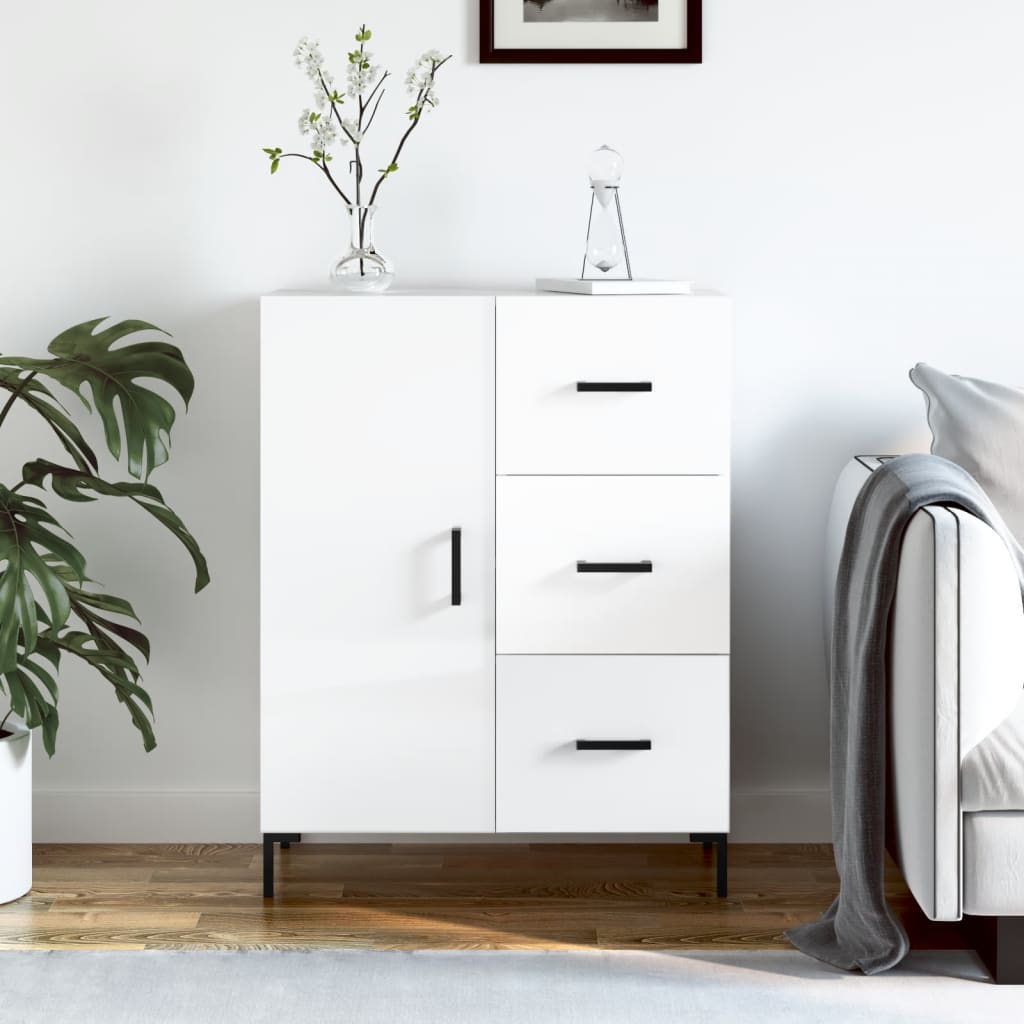 Buffet Blanc brillant 69,5x34x90 cm Bois d'ingénierie Buffets & bahuts vidaXL   