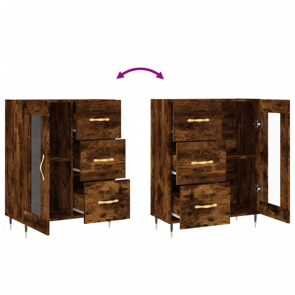 Buffet chêne fumé 69,5x34x90 cm bois d'ingénierie Buffets & bahuts vidaXL   