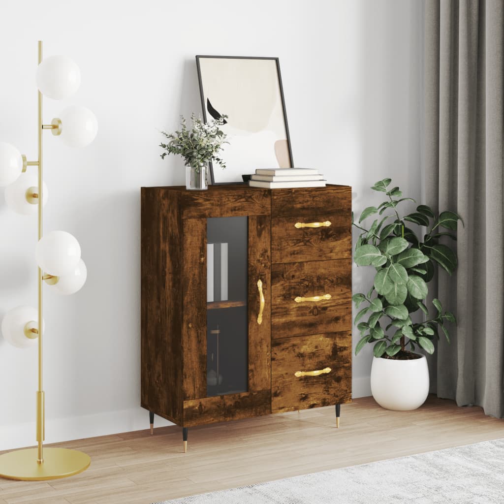 Buffet chêne fumé 69,5x34x90 cm bois d'ingénierie Buffets & bahuts vidaXL   