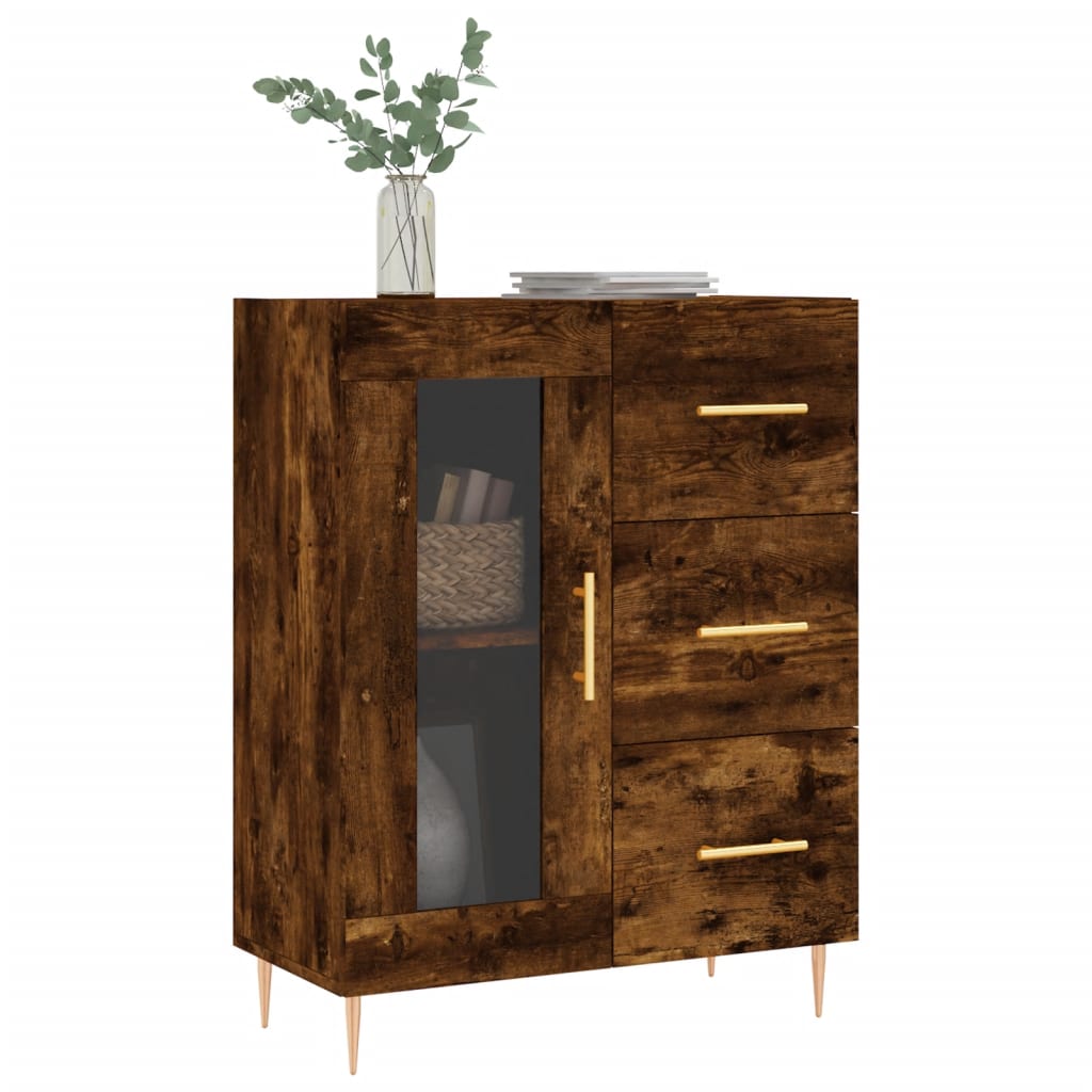 Buffet chêne fumé 69,5x34x90 cm bois d'ingénierie Buffets & bahuts vidaXL   