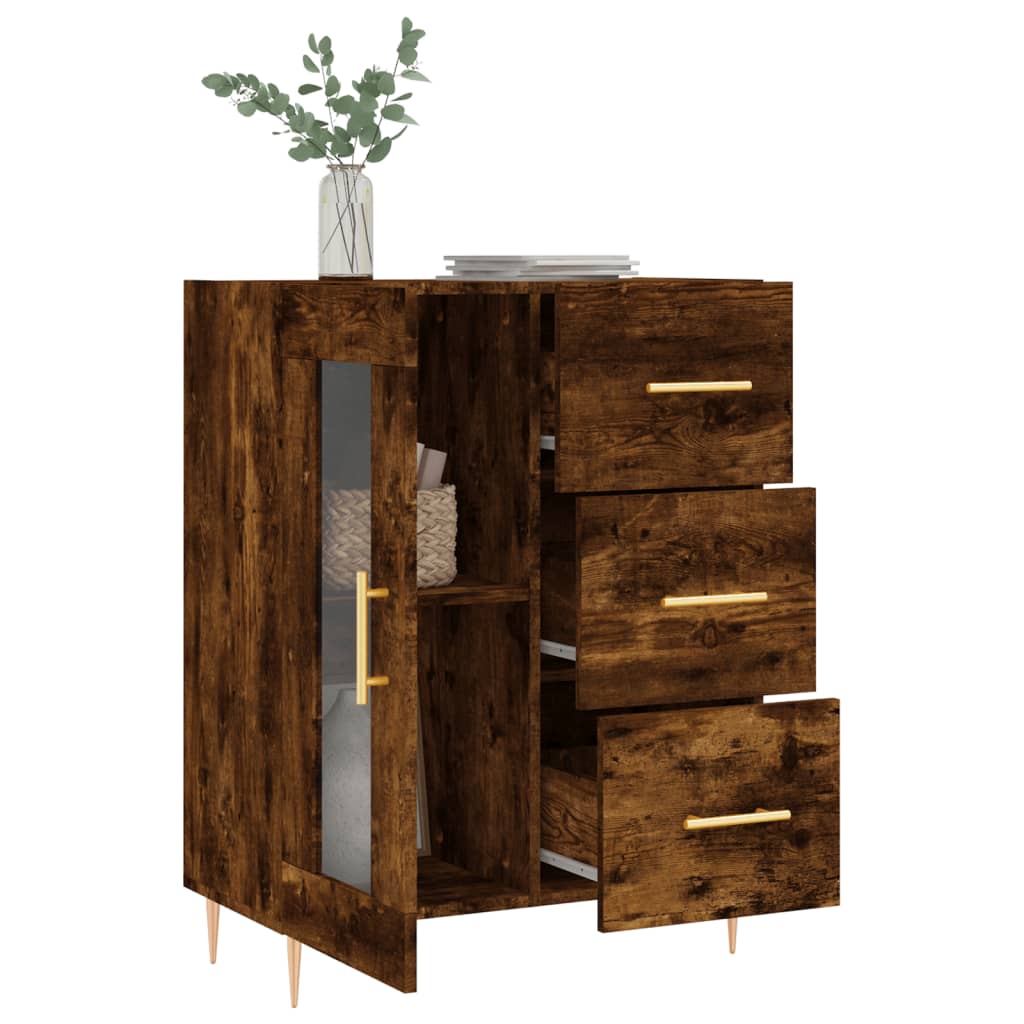 Buffet chêne fumé 69,5x34x90 cm bois d'ingénierie Buffets & bahuts vidaXL   