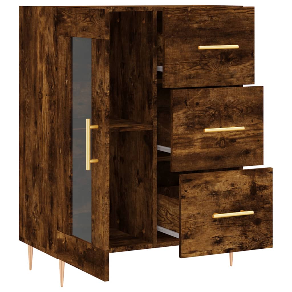 Buffet chêne fumé 69,5x34x90 cm bois d'ingénierie Buffets & bahuts vidaXL   