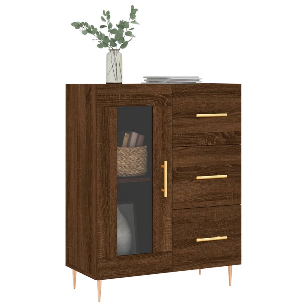 Buffet chêne marron 69,5x34x90 cm bois d'ingénierie Buffets & bahuts vidaXL   