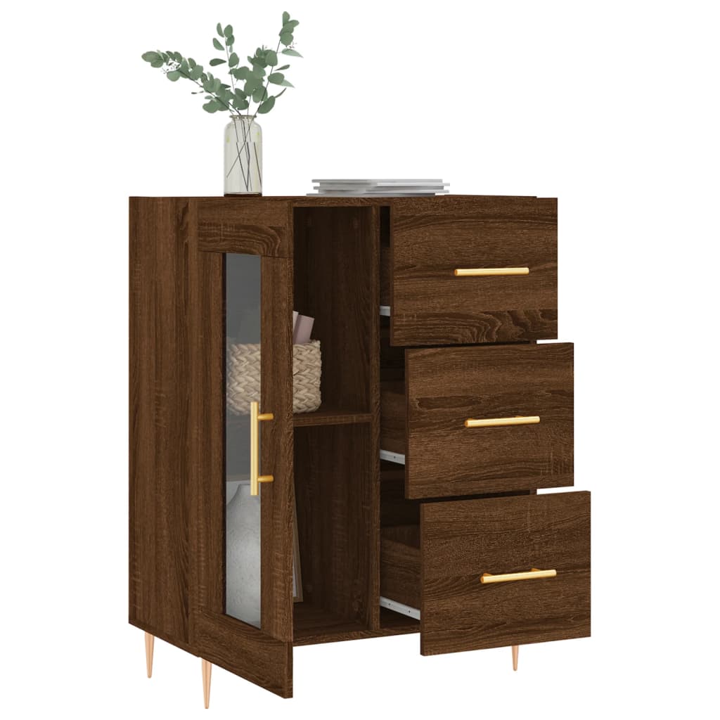 Buffet chêne marron 69,5x34x90 cm bois d'ingénierie Buffets & bahuts vidaXL   