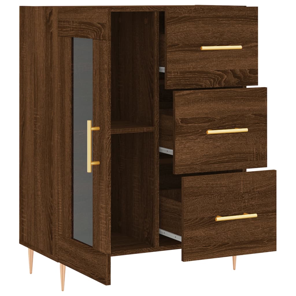 Buffet chêne marron 69,5x34x90 cm bois d'ingénierie Buffets & bahuts vidaXL   