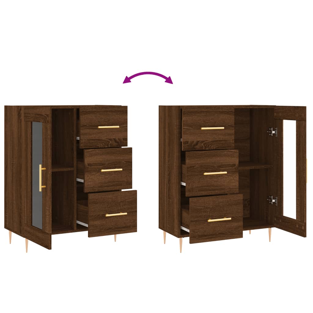 Buffet chêne marron 69,5x34x90 cm bois d'ingénierie Buffets & bahuts vidaXL   