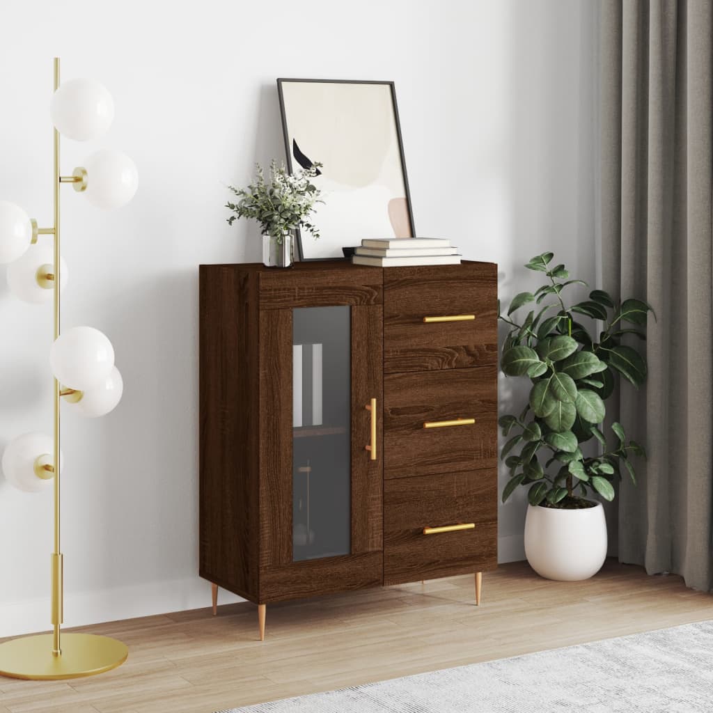 Buffet chêne marron 69,5x34x90 cm bois d'ingénierie Buffets & bahuts vidaXL   
