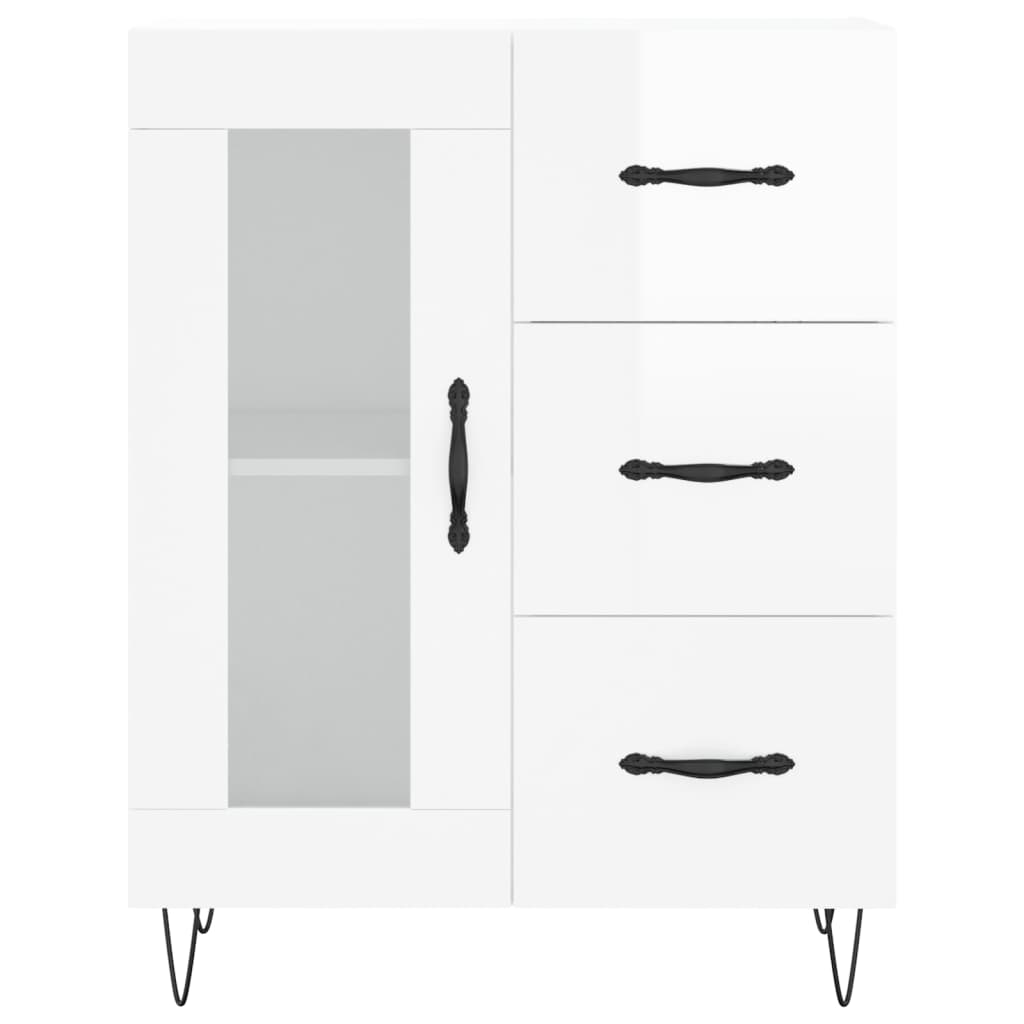 Buffet Blanc brillant 69,5x34x90 cm Bois d'ingénierie Buffets & bahuts vidaXL   