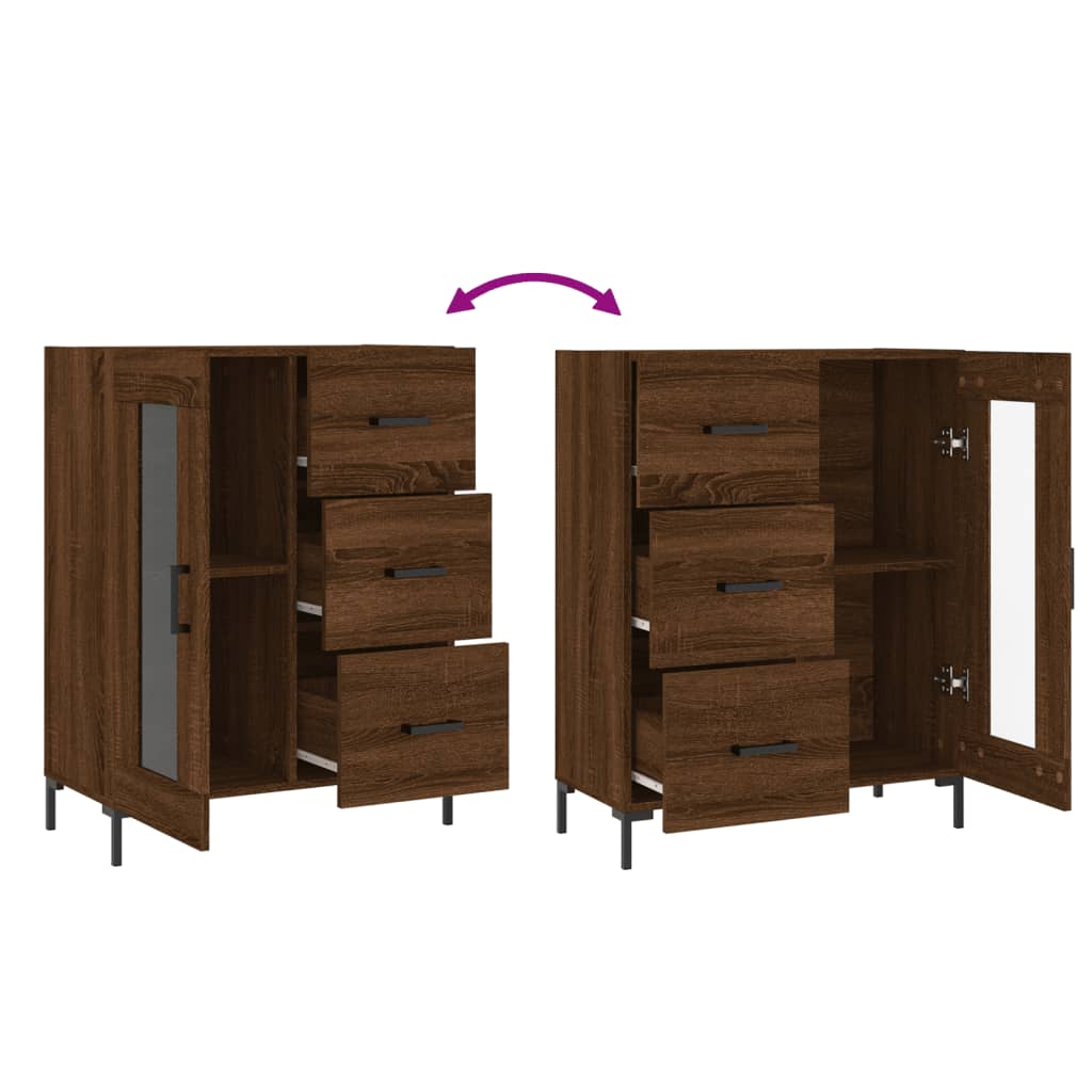 Buffet chêne marron 69,5x34x90 cm bois d'ingénierie Buffets & bahuts vidaXL   