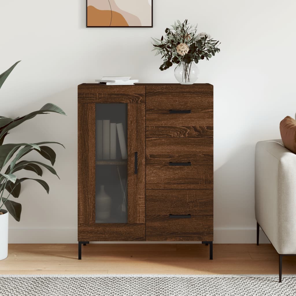 Buffet chêne marron 69,5x34x90 cm bois d'ingénierie Buffets & bahuts vidaXL   
